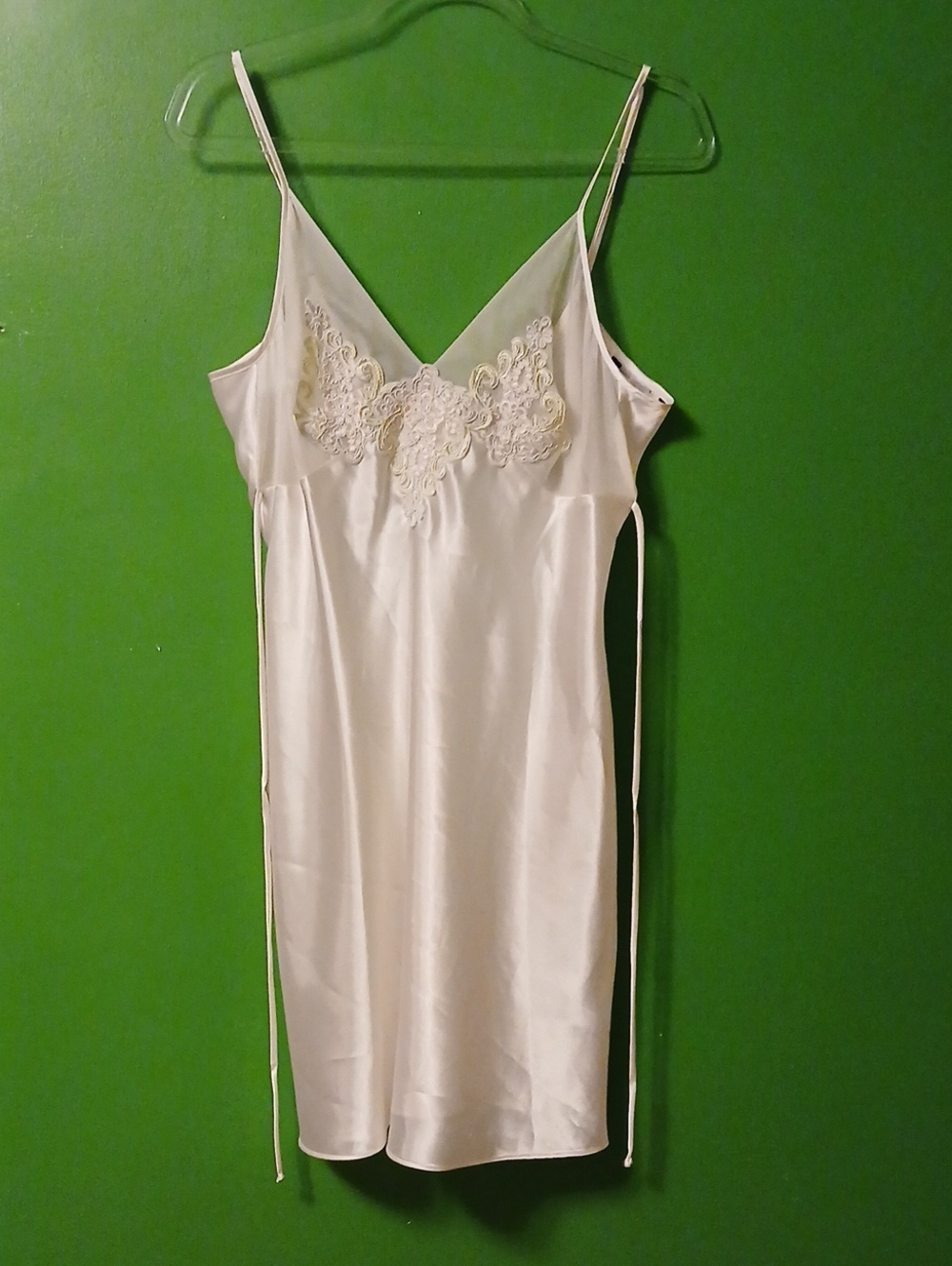 delicates Ivory Satin Lace-Trim Chemise